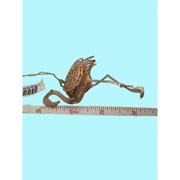 VTG Baldwin Flamingo Ornament 3D Tropical Collection Rose Gold Metal Filigree - Picture 6 of 11